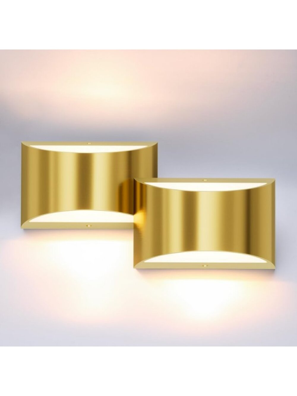 2 Pack Brushed Gold Wall Sconces - Hardwired Indoor Lighting for Living Room
